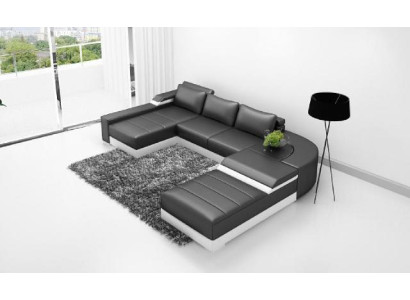 Corner sofa Corner Sofa with USB Upholstery Leather Suite Living landscape Couch Bellenberg