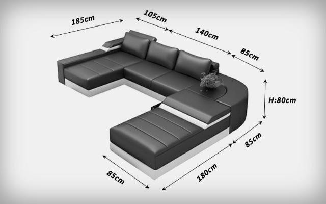 Corner sofa Corner Sofa with USB Upholstery Leather Suite Living landscape Couch Bellenberg