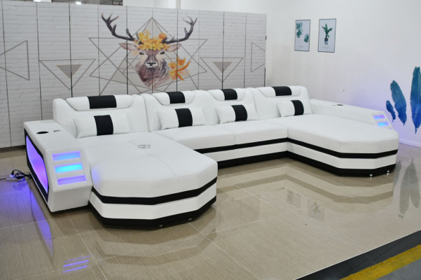 Leather Sofa Sofa Modern Upholstery Leather Living landscape Design Corner sofa Couch White