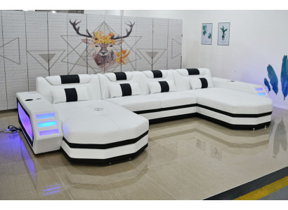 Leather Sofa Sofa Modern Upholstery Leather Living landscape Design Corner sofa Couch White