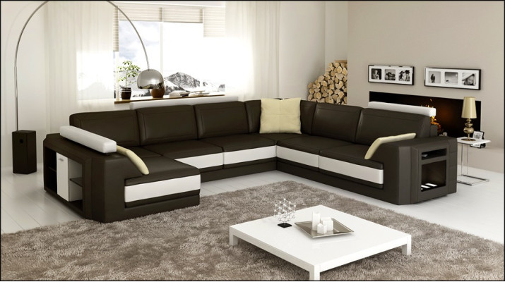 Designer sofa Corner sofa Couch Leather sofa Upholstery Seat Corner Suite +Light PHM3027