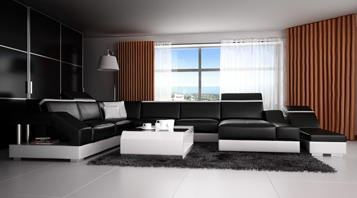 Leather sofa Sofa Couch Living landscape Corner sofa Suite Design Modern Sofa K5011