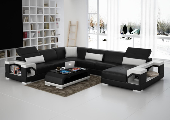 Leather sofa Couch Living landscape Corner sofa Eck Suite Design Modern Sofa G8014 new