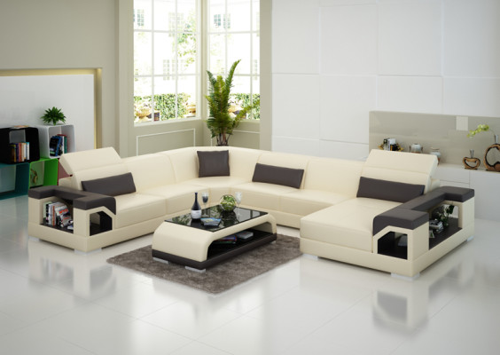 Leather sofa Couch Living landscape Corner sofa Eck Suite Design Modern Sofa G8014 new