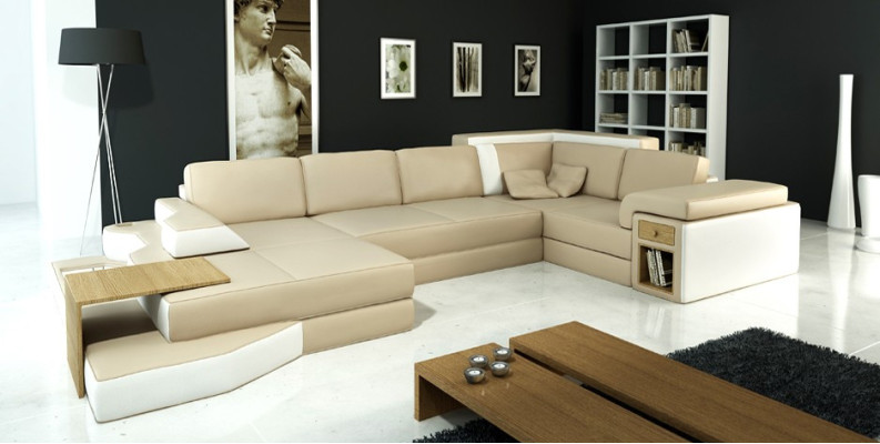 XXL Design Big Sofa with USB,Corner sofa Couch Wohlandschaft U-shape Leather Textile Corner