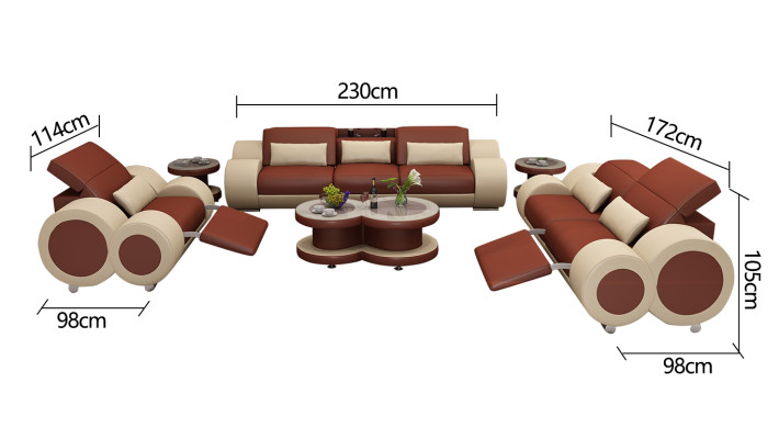 Leather sofa couch sofa set 3+2+1 suite design modern sofa + USB seater new