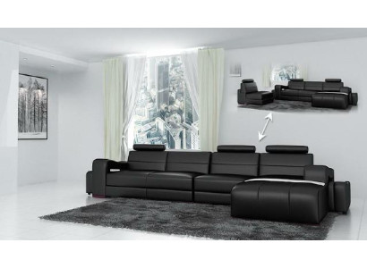 Leather sofa Corner sofa + USB Couch Design Living landscape Upholstery Suite Sofa L-shape