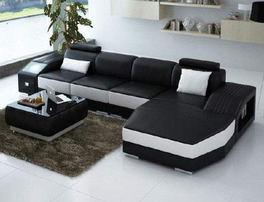 Living landscape Upholstery Corner Corner Sofa with USB Suite Landschaft Leather new 2724B