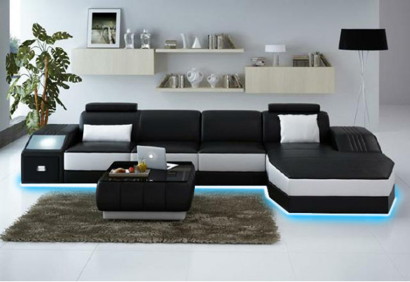 Living landscape Upholstery Corner Corner Sofa with USB Suite Landschaft Leather new 2724B