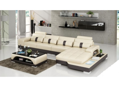 Leather sofa Couch Living landscape Corner sofa Corner Suite Design Modern Sofa with USB new EU