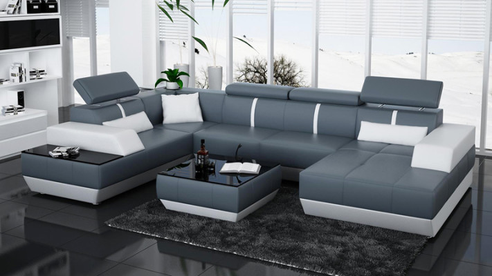Leather sofa Sofa Couch Living landscape Corner sofa Suite Design Modern Sofa K5015