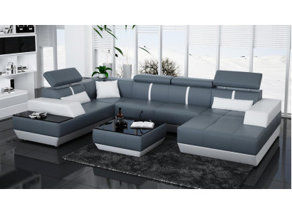 Leather sofa Sofa Couch Living landscape Corner sofa Suite Design Modern Sofa K5015
