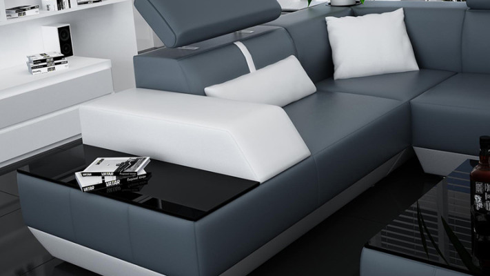 Leather sofa Sofa Couch Living landscape Corner sofa Suite Design Modern Sofa K5015