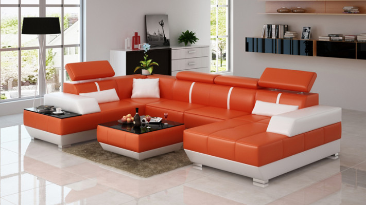Leather sofa Sofa Couch Living landscape Corner sofa Suite Design Modern Sofa K5015