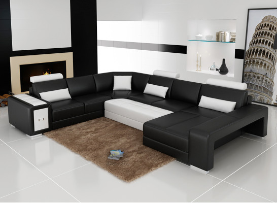 Leather sofa Couch Living landscape Corner sofa Modern Corner Decor Design Suite