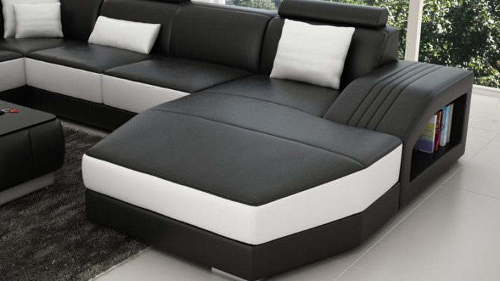 Leather sofa Couch U-shape Living landscape Corner sofa Suite Design Modern Sofa