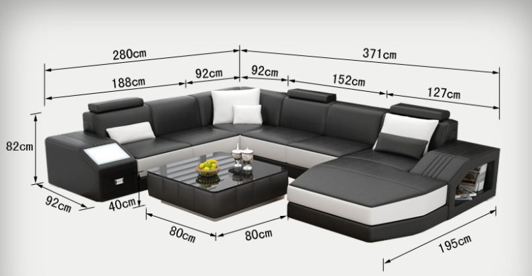 Leather sofa Couch U-shape Living landscape Corner sofa Suite Design Modern Sofa