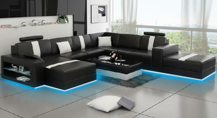 Leather sofa Corner sofa Sofa Couch Design Seat Upholstery Suite Living landscape