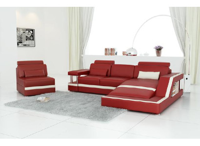 LEATHER SOFA XXL Living landscape Suite Corner sofa Leather Suite with USB Upholstery