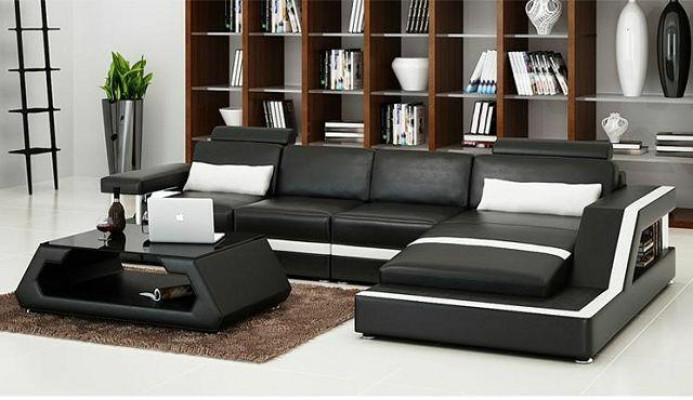 LEATHER SOFA XXL Living landscape Suite Corner sofa Leather Suite with USB Upholstery