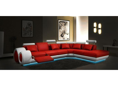 LEATHER SOFA with USB LEATHER COUCH Suite SOFA COUCH Living landscape Berlin V new