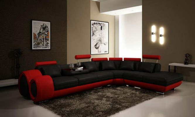 LEATHER SOFA with USB LEATHER COUCH Suite SOFA COUCH Living landscape Berlin V new