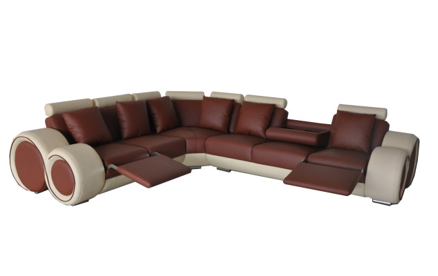 Design Leather Upholstery XXL Seat Room Sofa with USB Design Corner Suite Sofas new
