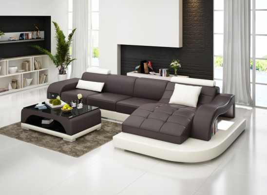 Leather Corner Sofa with USB Living landscape Luxury Suite Corner Sofas Couches Upholstery