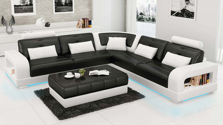 Leather sofa USB Living landscape Corner sofa Corner Suite Design Sofa Couch L6008B new