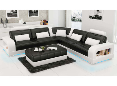 Leather sofa USB Living landscape Corner sofa Corner Suite Design Sofa Couch L6008B new