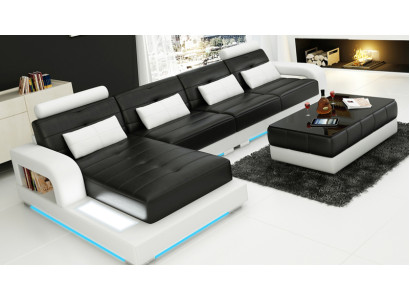 Leather sofa with USB,Living landscape Corner sofa Eck Suite Design Modern Sofa L6008C