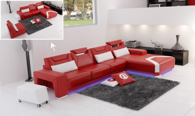 Leather sofa with USB,Living landscape Corner sofa Eck Suite Design Modern Sofa F3011C
