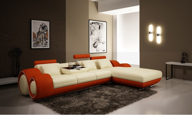 Leather sofa Couch Living landscape Corner sofa Corner Suite Design Modern Sofa A1163E