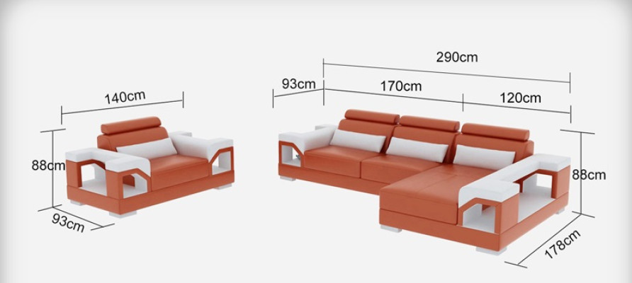 Leather sofa Living landscape Corner sofa + Armchair Eck Suite Design Modern