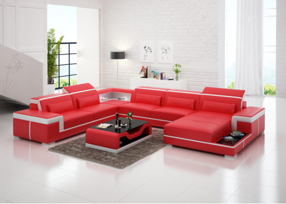 Leather sofa Couch Living landscape Corner sofa Eck Suite Design Modern Sofa G8020 new