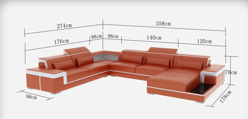 Leather sofa Couch Living landscape Corner sofa Eck Suite Design Modern Sofa G8020 new