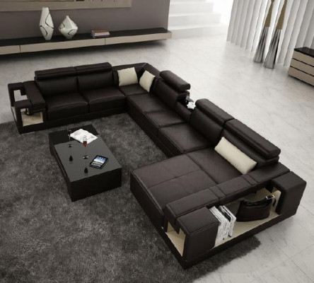 Leather sofa Living landscape Corner sofa Couch Sofa Corner Suite Corner XXL Big 2710A
