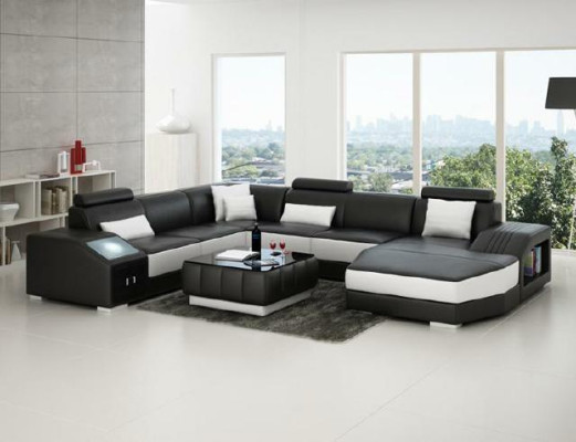 Living landscape Corner sofa Leather sofa Sofa Couch Upholstery Seat Corner Suite new