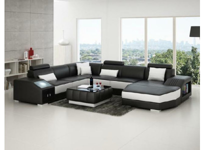 Living landscape Corner sofa Leather sofa Sofa Couch Upholstery Seat Corner Suite new