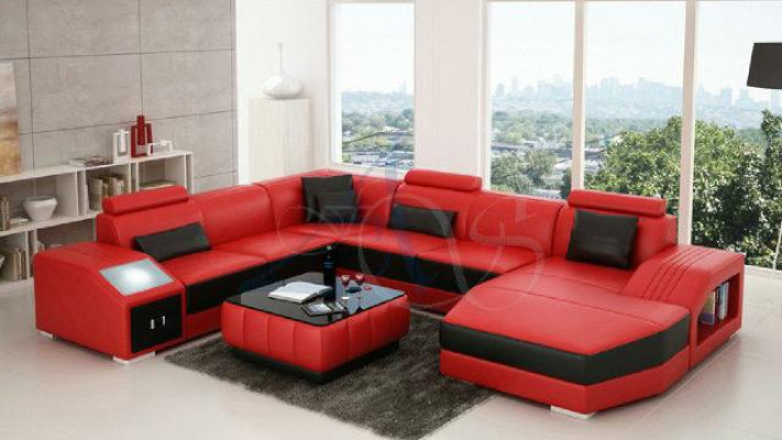 Living landscape Corner sofa Leather sofa Sofa Couch Upholstery Seat Corner Suite new