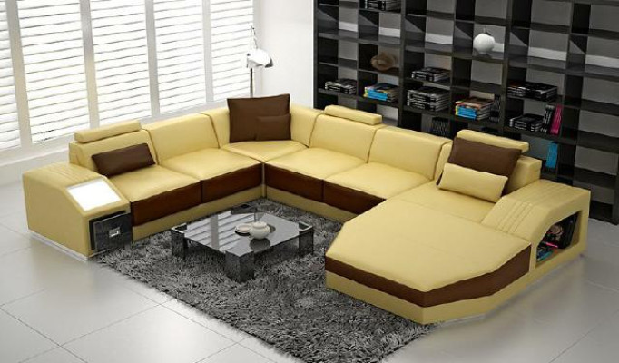 Living landscape Corner sofa Leather sofa Sofa Couch Upholstery Seat Corner Suite new