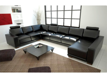 Leather sofa Couch Living landscape Corner sofa Corner Suite Design Modern Sofa with USB