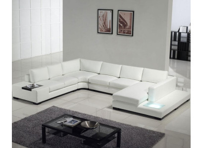 Leather sofa Couch Living landscape Corner sofa Corner Suite Design Modern Sofa with USB