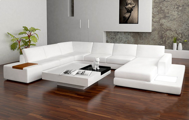 Leather sofa Couch Living landscape Corner sofa Corner Suite Design Modern Sofa with USB