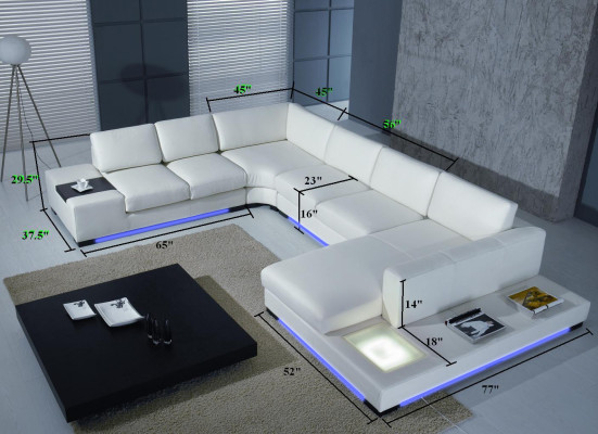 Leather sofa Couch Living landscape Corner sofa Corner Suite Design Modern Sofa with USB