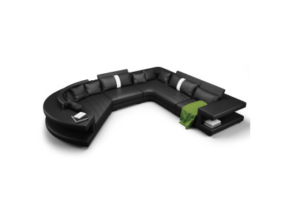 Living landscape Modern Seat Upholstery Living room Upholstery Corner Couch USB + Light