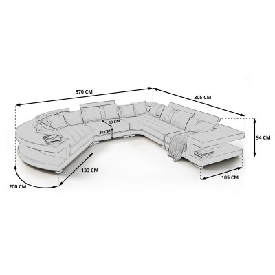 Living landscape Modern Seat Upholstery Living room Upholstery Corner Couch USB + Light