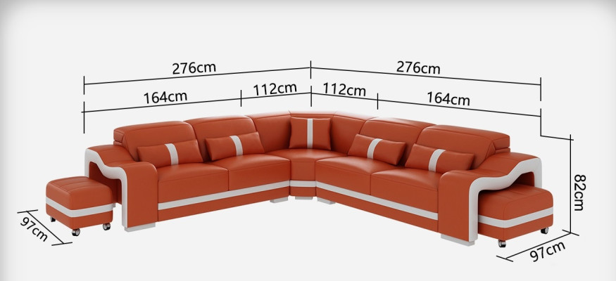 Leather sofa Couch Living landscape Corner sofa Eck Suite Design Modern Sofa with USB