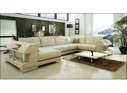 Corner sofa Sofa Couch Upholstery Designer Leather XXL U-shape Leather sofa Living landscape