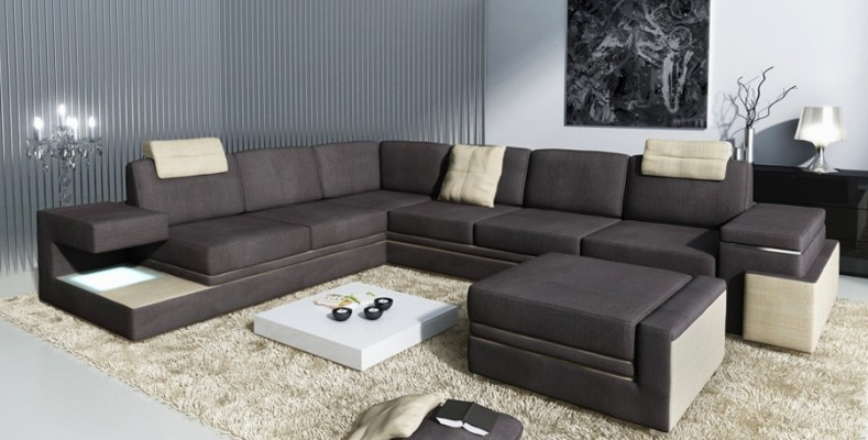 Living landscape XXL Corner sofa Upholstery Corner Corner Seat Suite Sofas Couches Textile